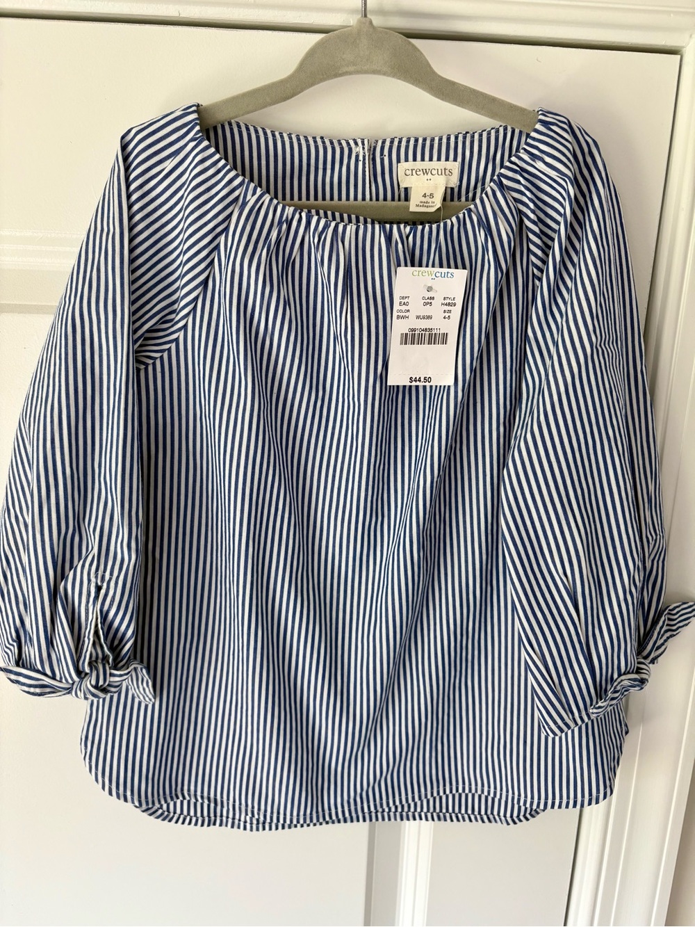 NEW J. Crew Crewcuts Navy and White Striped Preppy Top Size 4/5